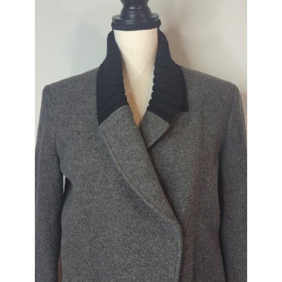 Theory Ponette Grey Wool Leather Jacket Outdoor Womens Size Medium - Picture 4 of 14